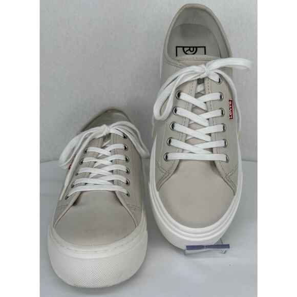 Levi's Dakota Synthetic Suede Low Top Casual Lace Up Stone Color Sneakers 7 - Picture 4 of 8